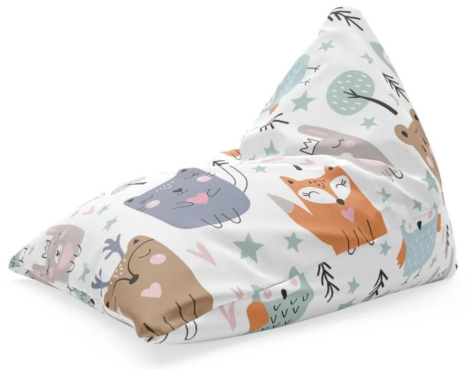Sedací vak Triangl kreslené lesné zvieratká, farebná