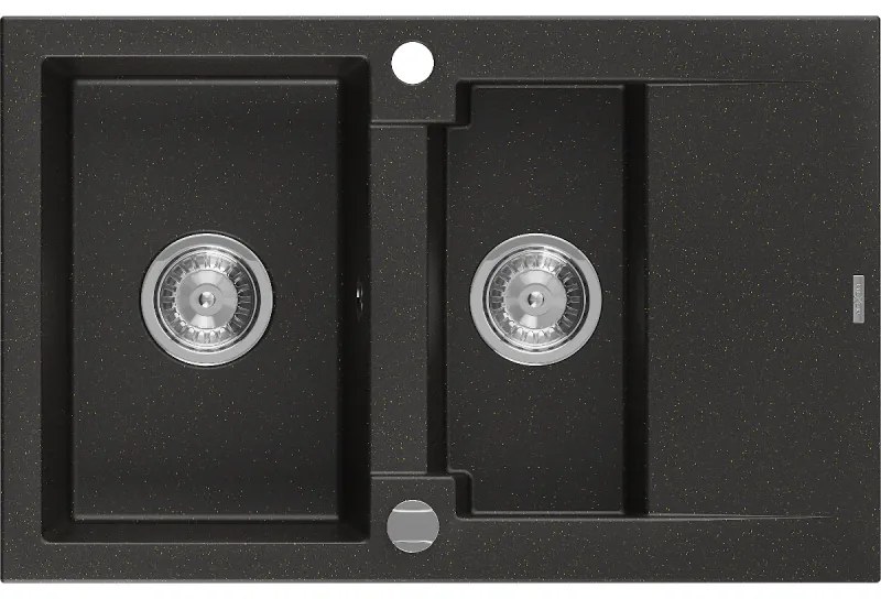 Mexen Gaspar - drez granitový 73,7x47,5cm, 1,5-komorový, čierna-zlatá, 6507731505-75