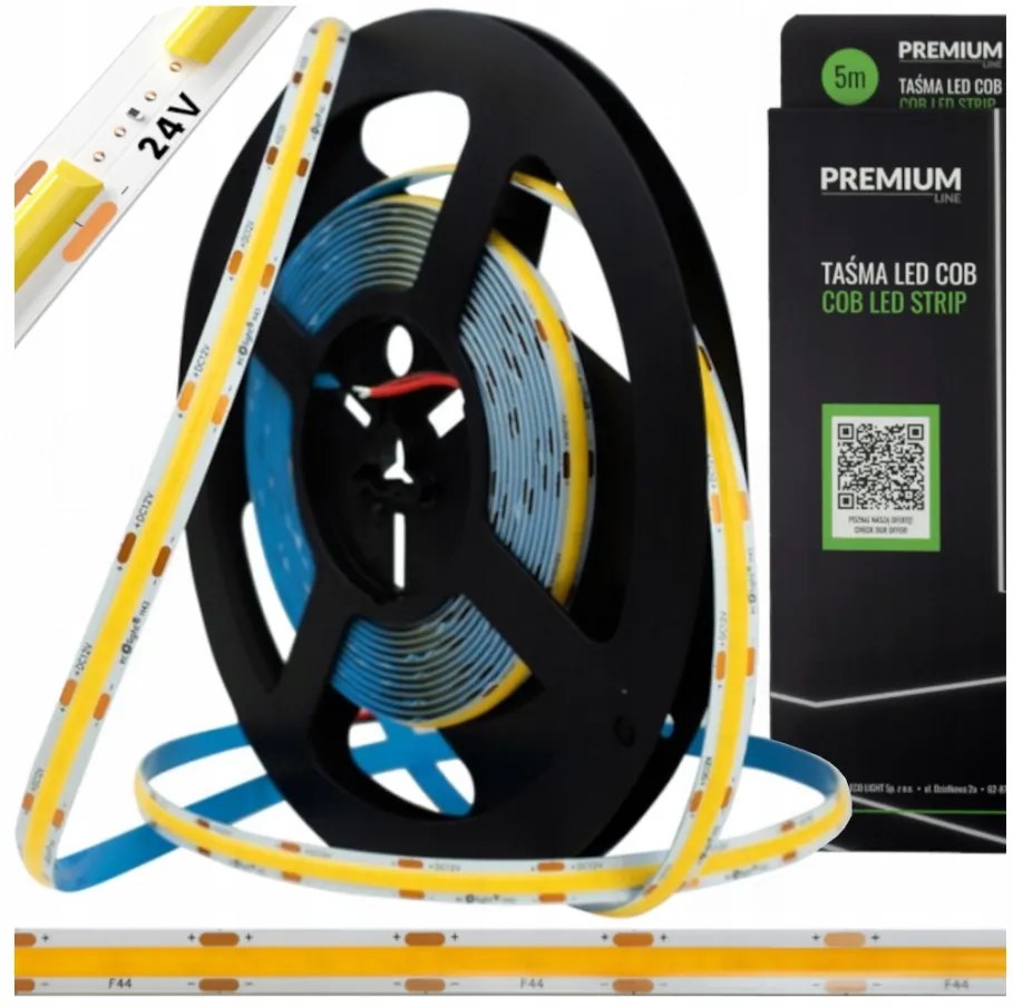 ECOLIGHT COB LED pásik 5m IP67 - 24V - 45W - 480LED - neutrálna farba