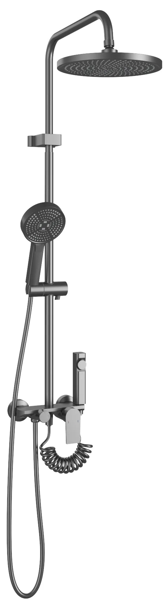 Gamma Spiro, sprchová súprava s ručnou a hlavovou sprchou vrátane ručnej bidetovej spŕšky, grafitová, GMA-BSONT-GM