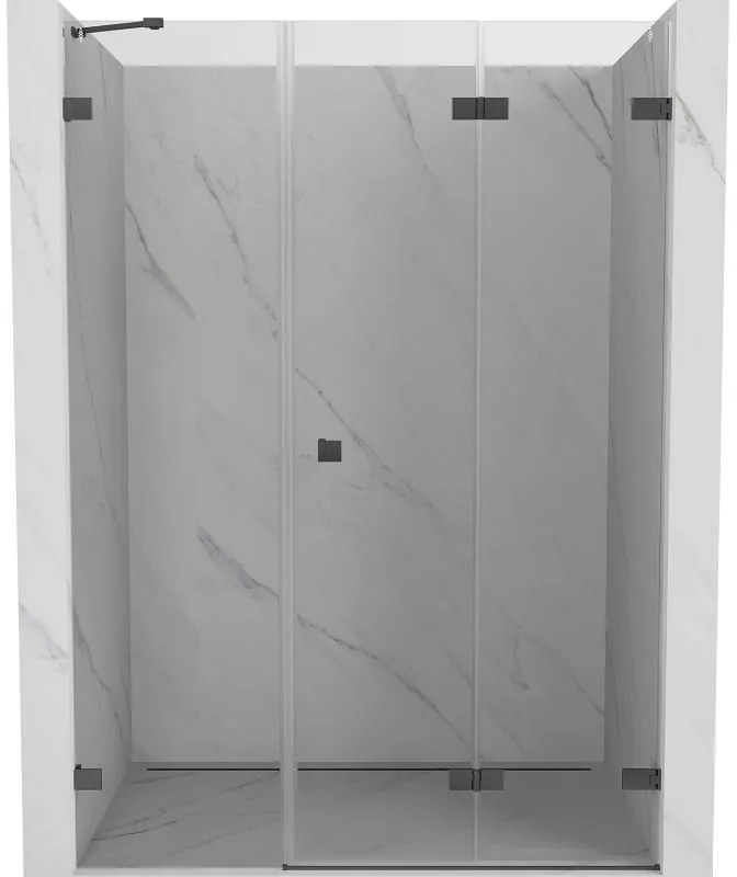 Mexen Lunar-F, pravé sklápacie sprchové dvere 115 cm, 8mm číre sklo, brúsený grafit profil, 836S-115-050-66-00-P