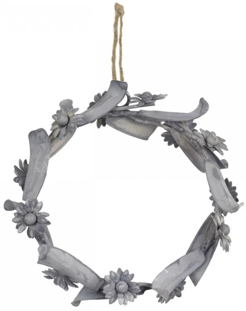 Kovový závesný venček s kvietkami - Ø 13 cm