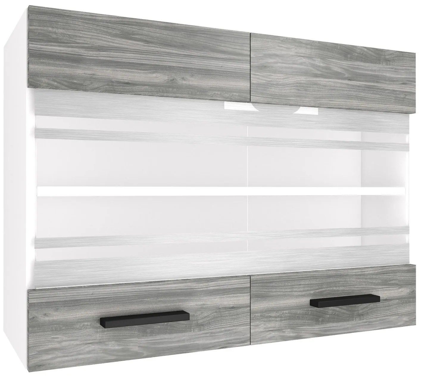 Kuchynská skrinka Belini horná 80 cm šedý antracit Glamour Wood TOR SGW80/3/WT/GW1/0/B1