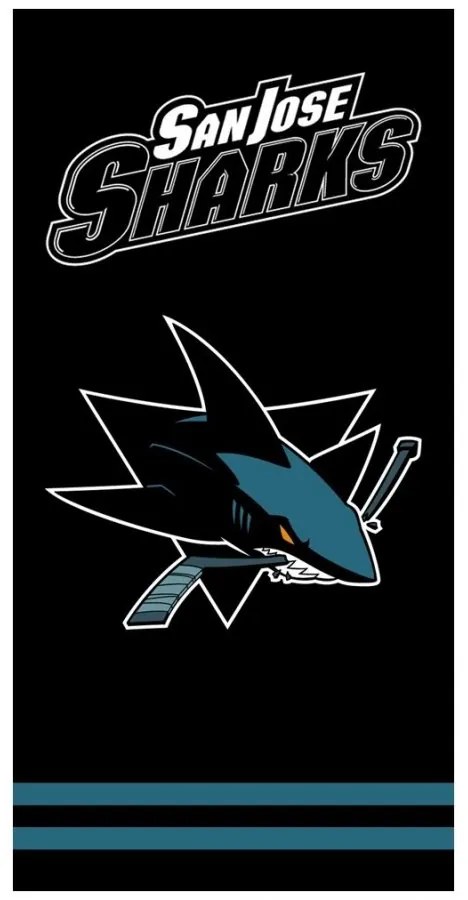 Hokejová bavlnená osuška NHL San Jose Sharks - black - 100% bavlna - 70 x 140 cm