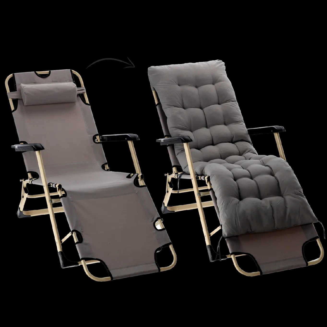 SKLADACIA ZÁHRADNÁ STOLIČKA S POLŠTÁROM, ŠEDÁ *6889