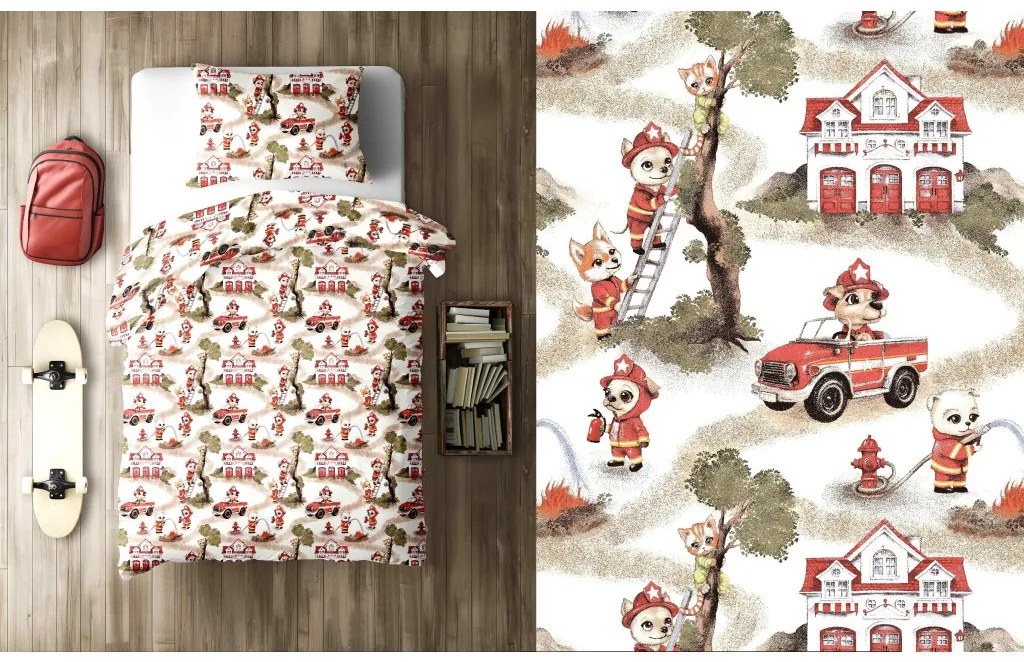 INTERMEDIC SK Posteľná obliečka do postieľky Malý požiarnik 100x135/40x60cm