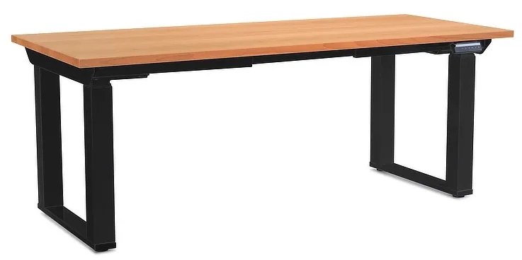 Výškovo nastaviteľný stôl OfficeTech Strong 180 x 80 cm, čierna podnož, buk