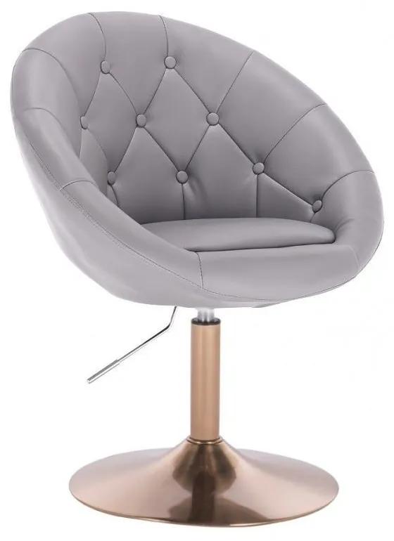 LuxuryForm DESIGN Kreslo VERA na zlatom tanieri - šedé