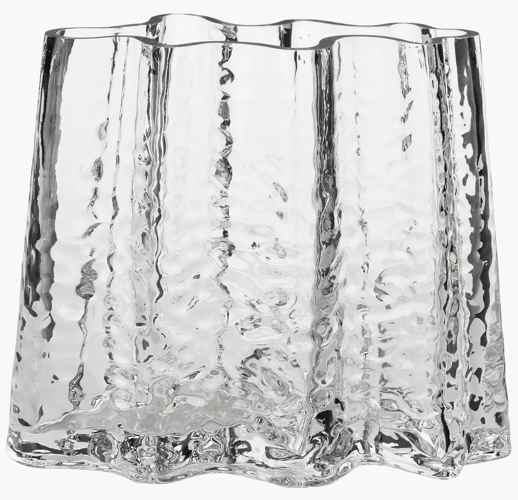 Ručne fúkaná sklenená váza so štruktúrovaným povrchom Gry, V 19 cm