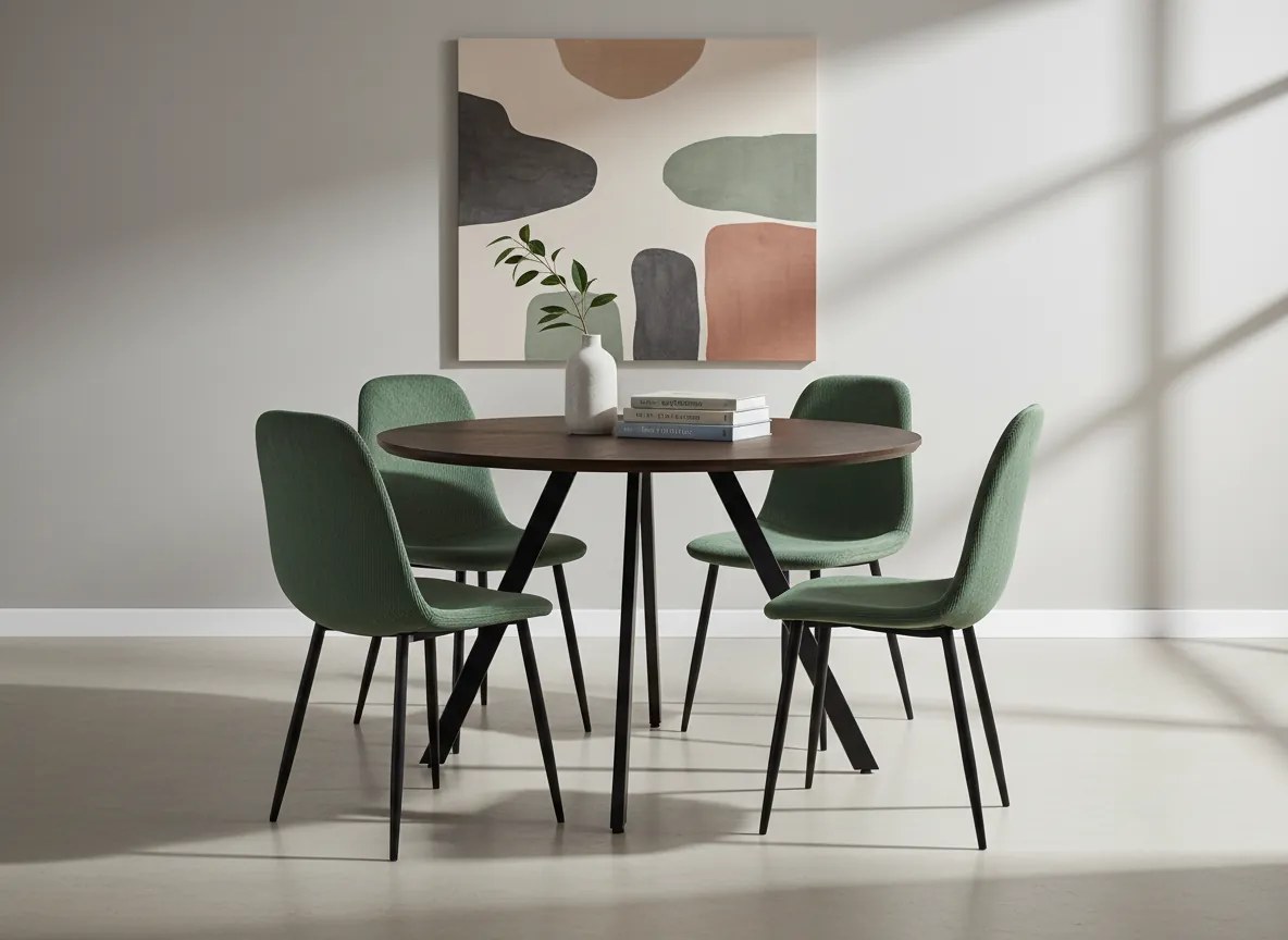 Noela Jedálenský set GYRUS 120 hnedý + 4x stolička MARIE zelená