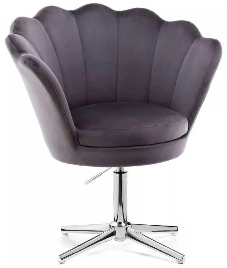 LuxuryForm DESIGN Kreslo FREY VELUR na striebornom kríži - svetlo šedé