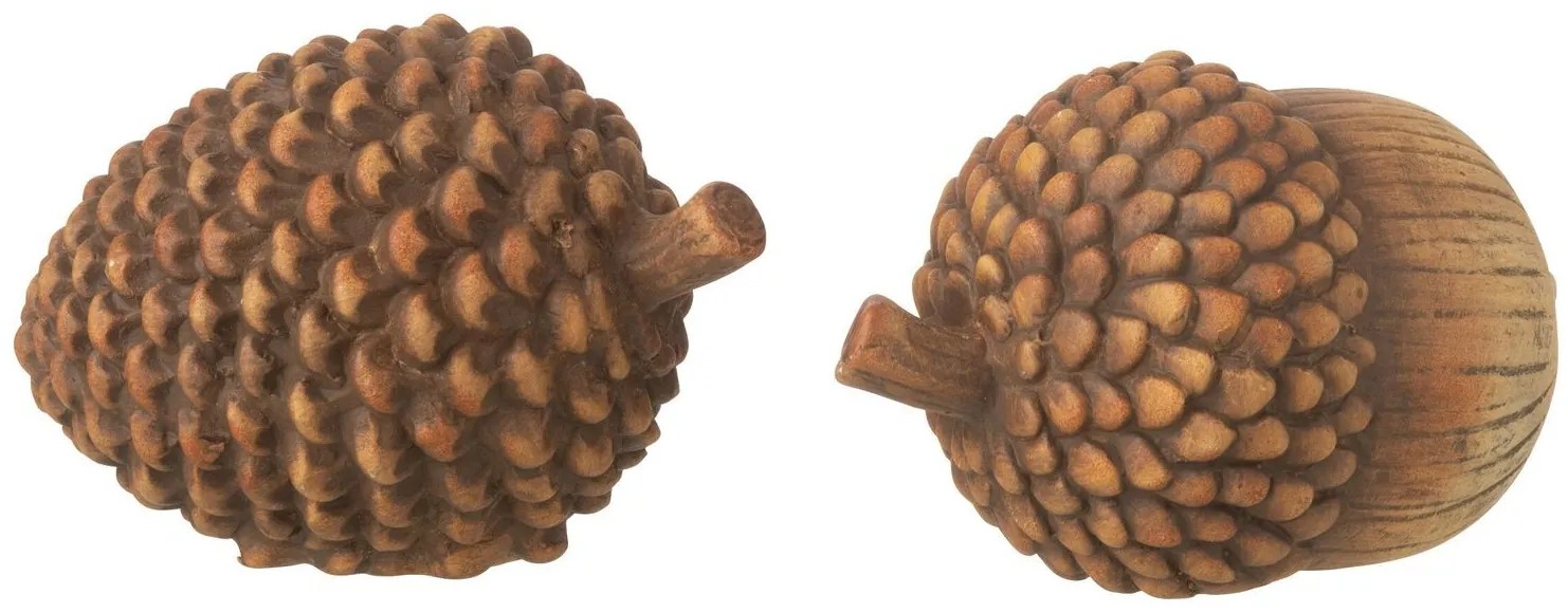 Set 2ks hnedá antik dekorácia šiška a žaluď - 15*10*9 cm