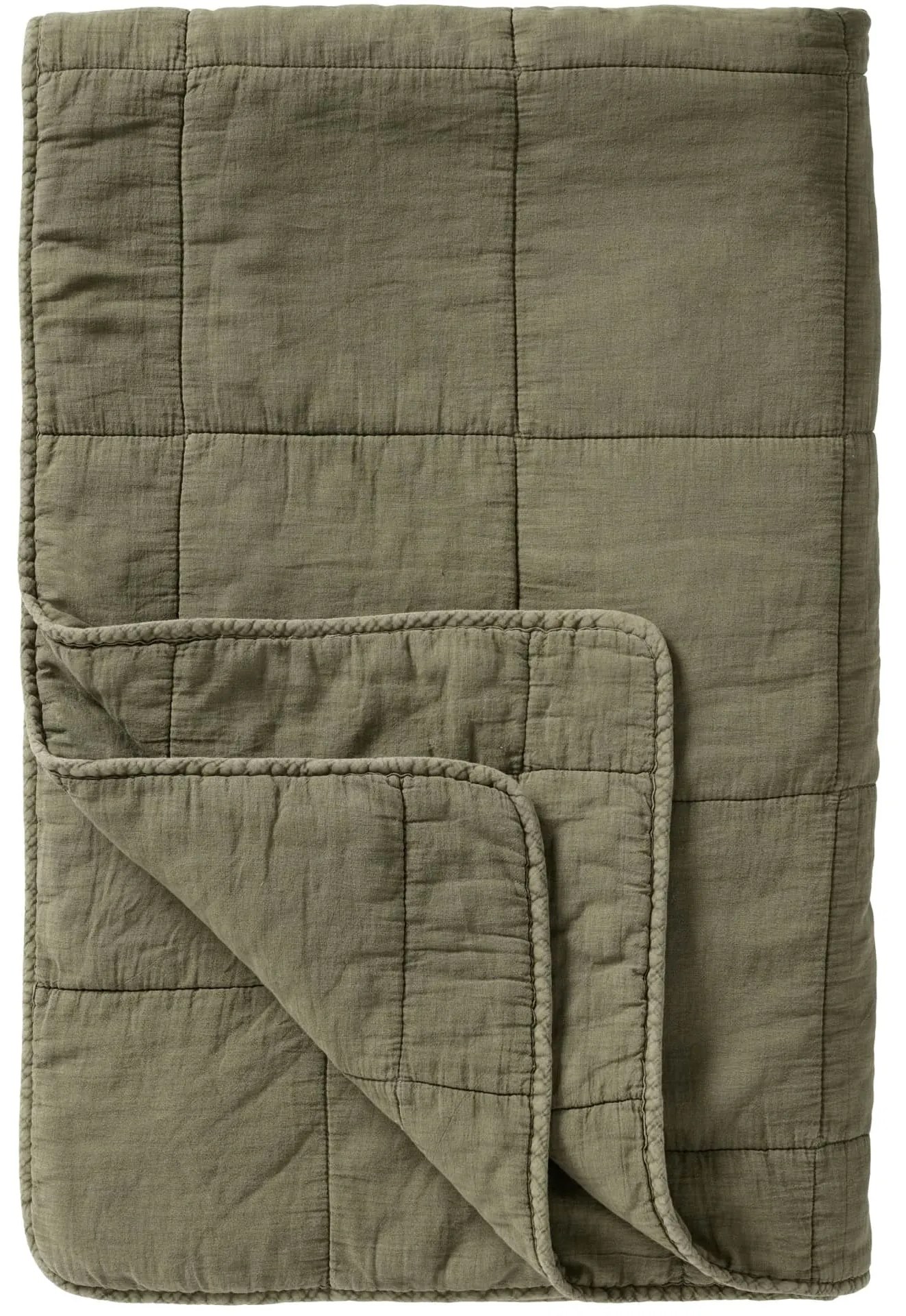 Ib Laursen Prešívaný prehoz Vintage Eucalyptus Green 130 × 180 cm