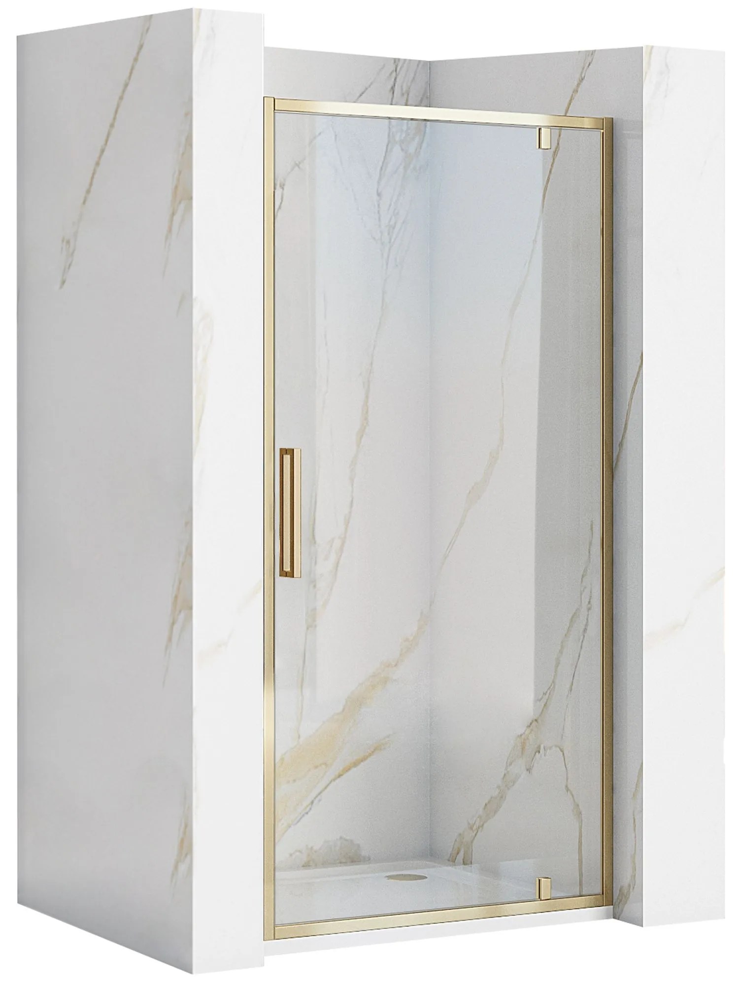 Rea Rapid Swing, 1-krídlové sprchové dvere 90 x 195 cm, 6mm číre sklo, zlatý lesklý profil, REA-K5618