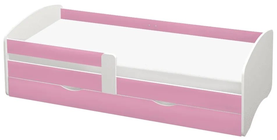 Jednolôžková posteľ 90 cm Carecen (ružová + biela) (s roštom) (s úl. priestorom). Vlastná spoľahlivá doprava až k Vám domov. 1116285