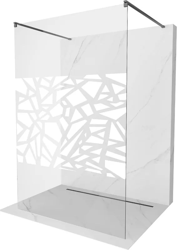 Mexen Kioto, sprchová zástena Walk-In 100 x 200 cm, 8mm číre sklo biely vzor, grafitový profil, 800-100-002-95-85