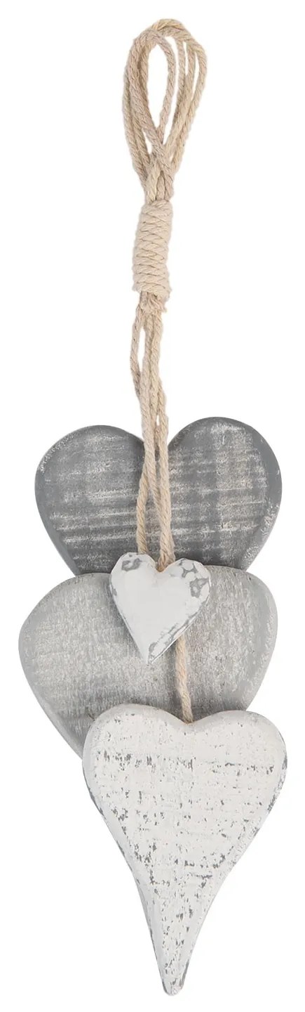 Prírodné závesná dekorácia skupinky sŕdc - 32 * 5 * 8 cm