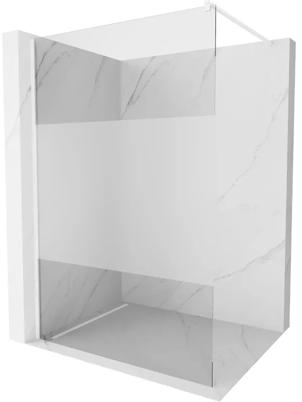 Mexen Kioto, Walk-In sprchová zástena 70 x 200 cm, 8mm sklo číre/námraza, biely profil, 800-070-101-20-35