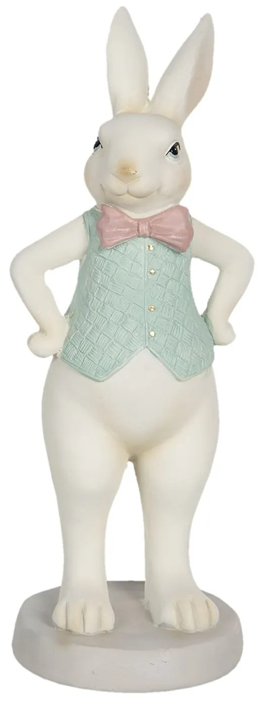 Veľkonočné dekoračné soška králika s ružovým motýlikom - 9 * 8 * 20 cm