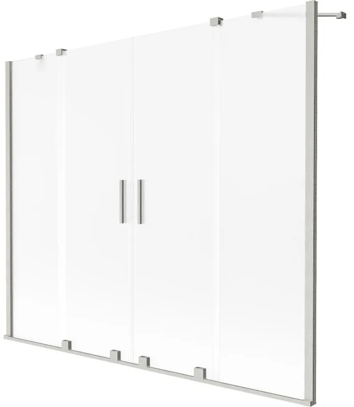 Mexen Velar Duo, 2-krídlová posuvná vaňová zástena 180 x 150 cm, 8mm sklo námraza, brúsená oceľ, 896-180-000-32-97