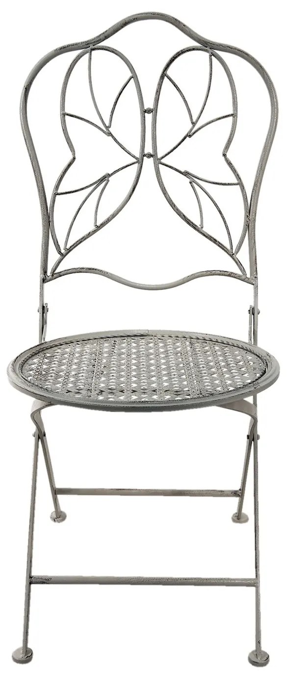 Šedá antik skladacia stolička - 40*47*93 cm