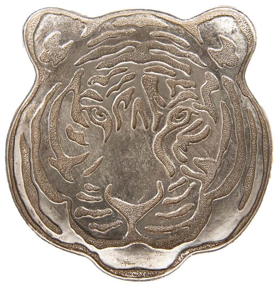 Strieborná dekoratívna miska/tanierik v dekore hlavy tigra Tiger - 19*19*2 cm