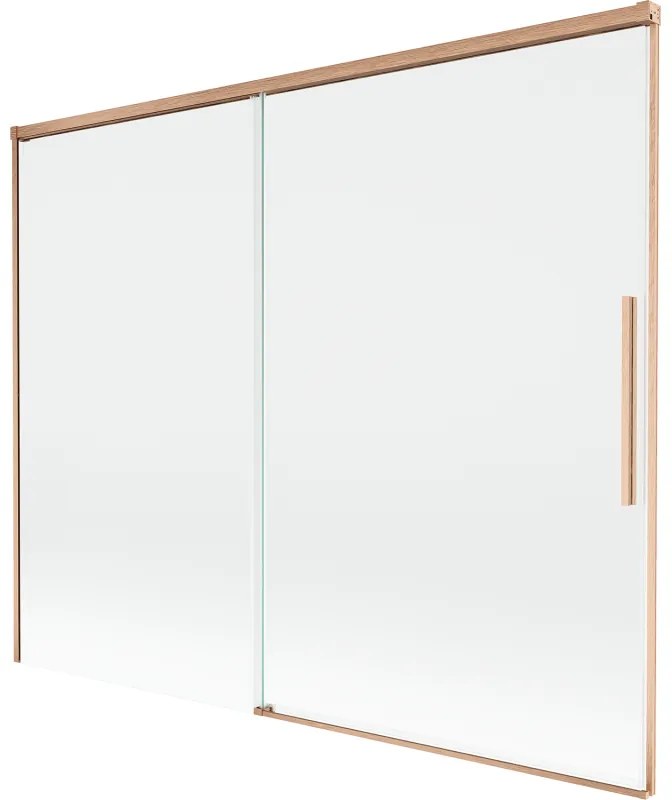 Mexen Rox, 2-krídlová posuvná vaňová zástena 190 x 150 cm, 8mm číre sklo, medený matný profil, 8C9-190-001-65-00