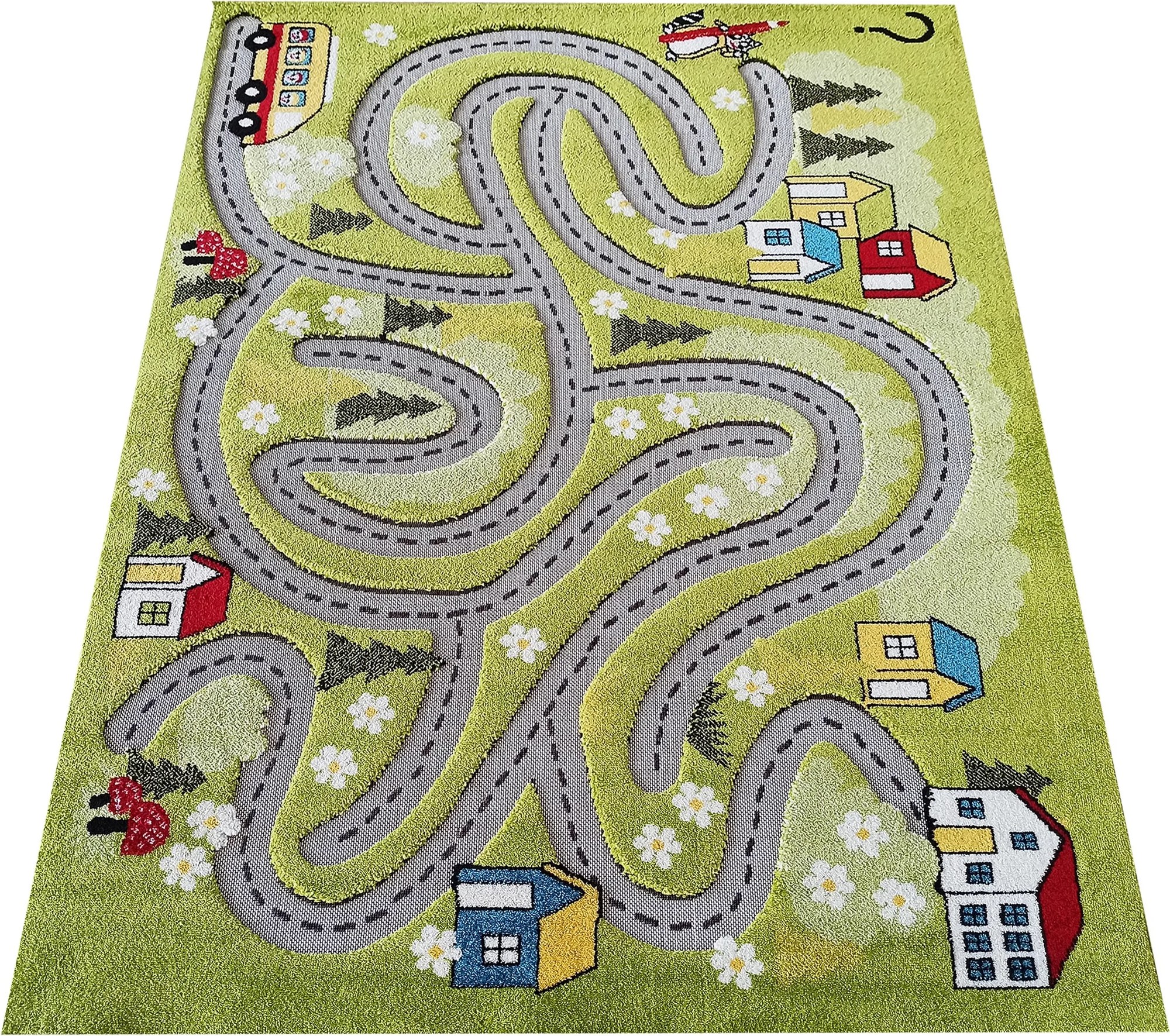DY Zelený detský koberec s motívom mesta Color Kids 02 Rozmer: 100x150 cm