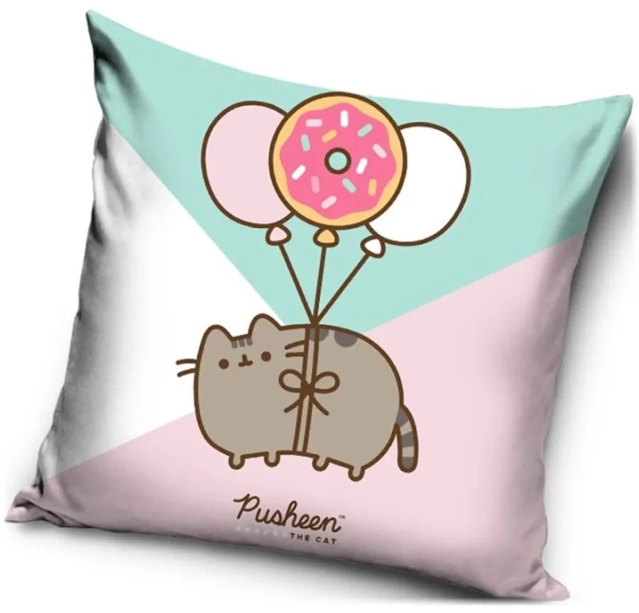 Dekoračný vankúš Mačička Pusheen - motív Kurz lietania - 40 x 40 cm