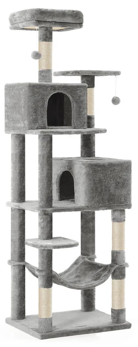Feandrea Mačací strom OSKAR, 60x49x191cm, šedá