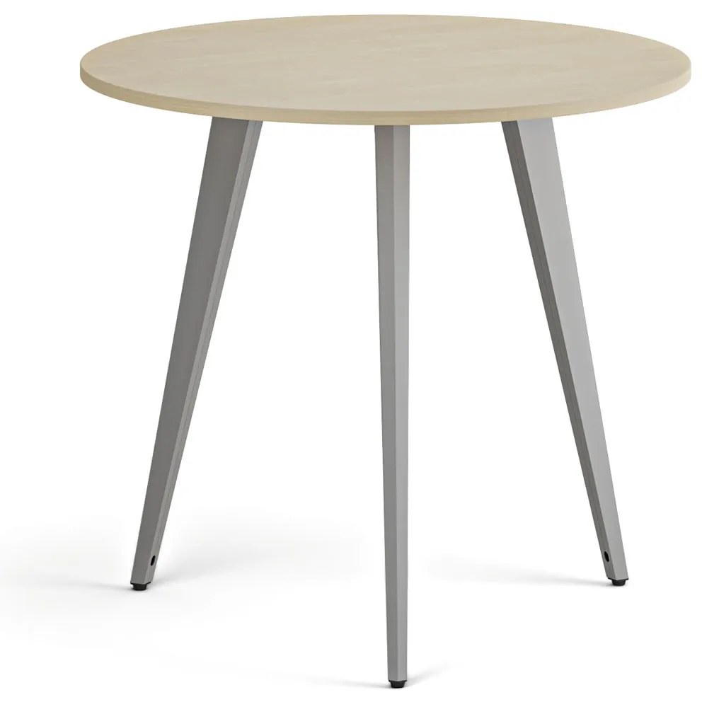 Konferenčný stôl PRIMO VIBE, priemer 80 cm, sivostrieborná podnož, breza