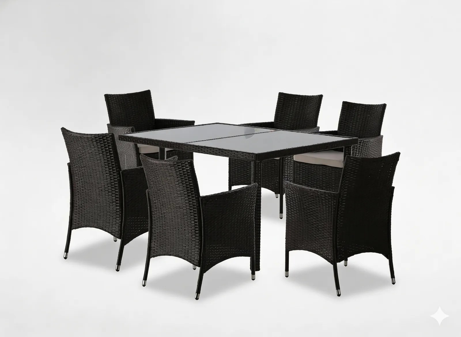 Garden Line SÚPRAVA RATANOVÉHO NÁBYTKU (STÔL + 6 STOLIČIEK) HNEDÁ + BEŽOVÁ. POD. *1692