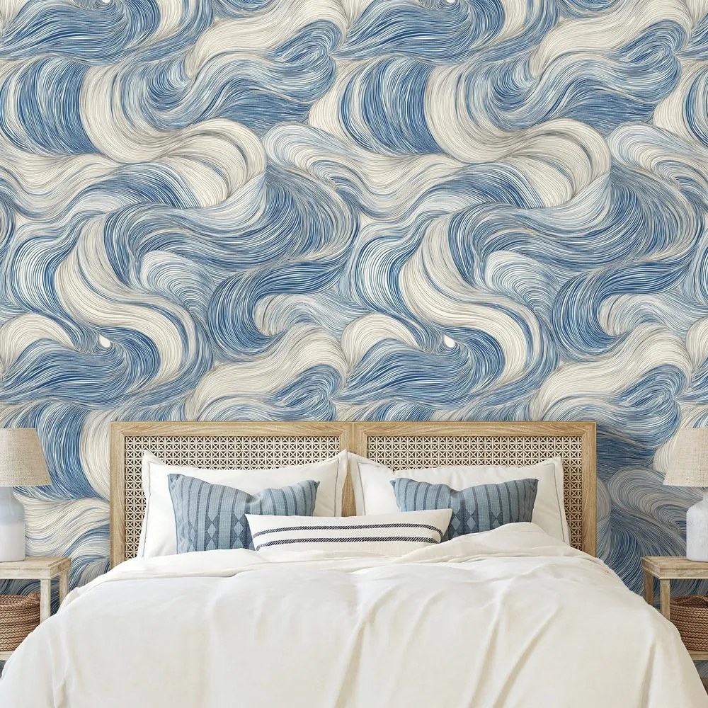 Samolepiaca fototapeta modré vlny v pohybe