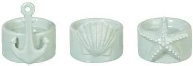 3 ks mintovou keramický svietnik s mušlí, kotvou a hviezdicou - 7 * 8 cm