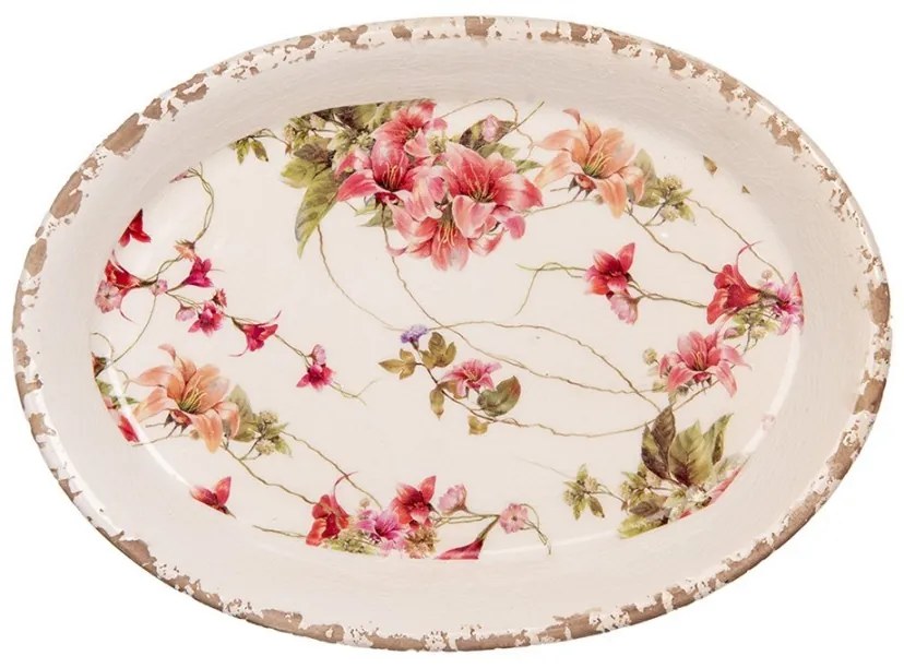 Keramický oválny podnos s kvetmi Ľalia - 25*18*3 cm