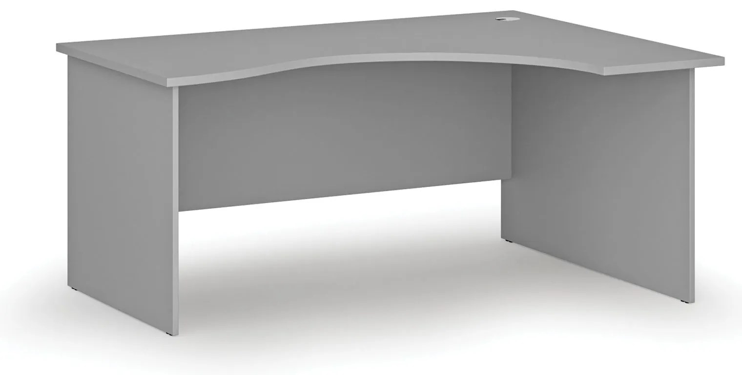 Ergonomický kancelársky písací stôl PRIMO GRAY, 160x120 cm, pravý, sivá