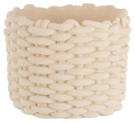 Béžový cementový kvetináč imitácia laná M - Ø 21*17,5 cm