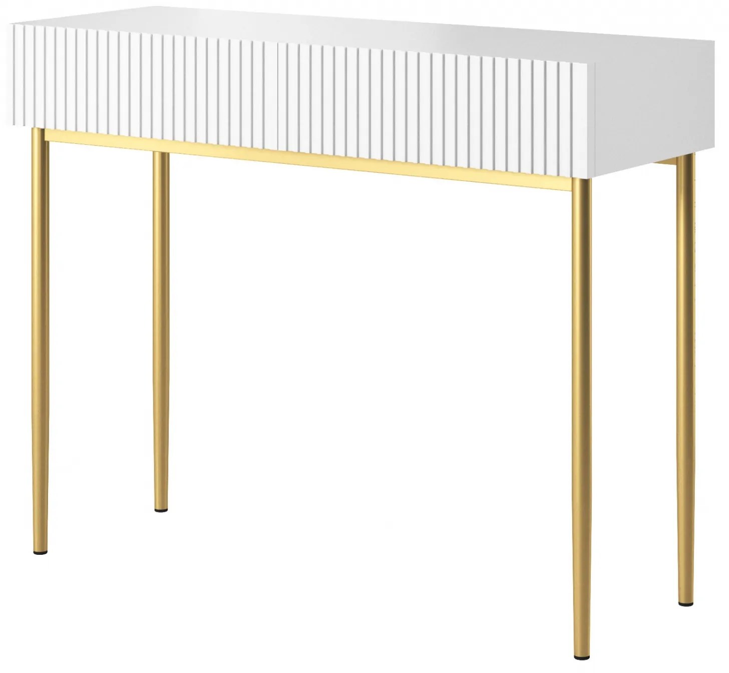 Toaletný stolík Nicole 100 cm so zásuvkami - biely mat / zlaté nohy