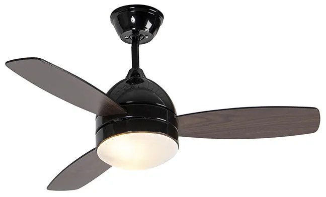 Stropný ventilátor čierny s potlačou dreva 96 cm s diaľkovým ovládaním - Rotar