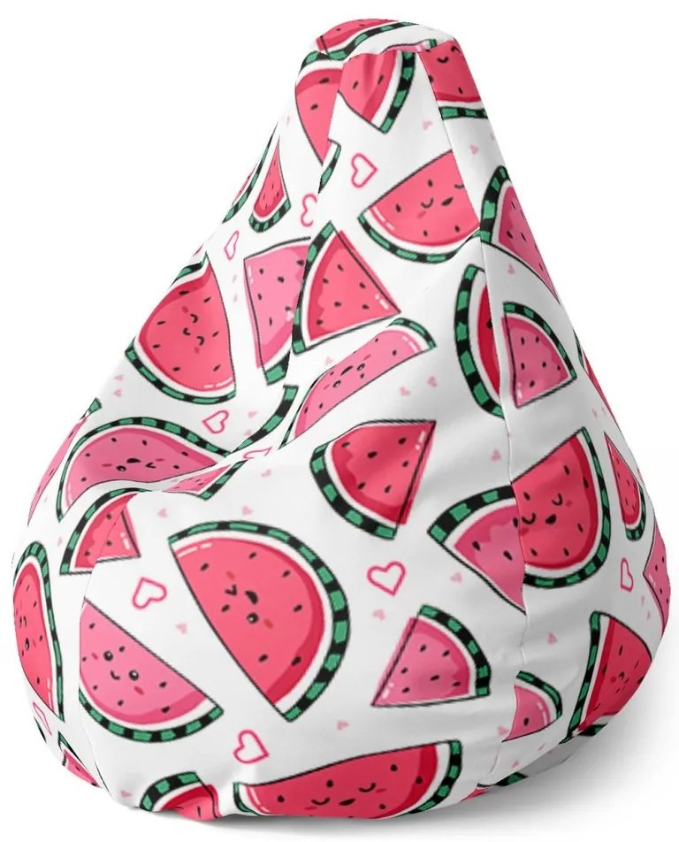 Sedací vak Pear vodný melón - detský, červená / biela