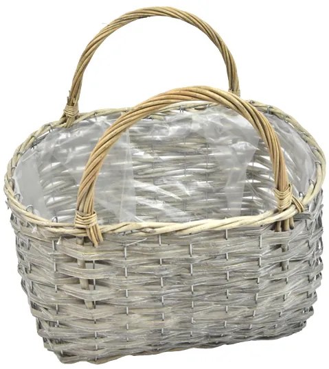 Obal na kvetináč - šedá taška Rozmery (cm): 40x31, v. 24, s uchy 39