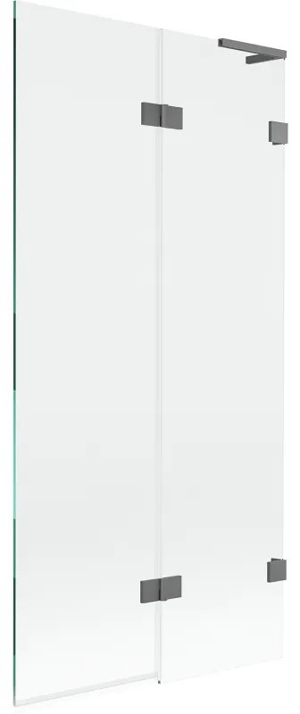 Mexen Lunar L, 2-krídlová vaňová zástena pravá 90 x 150 cm, číre sklo, grafitová, 897L-090-100-95-00-P