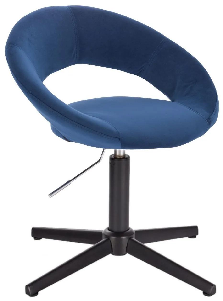 LuxuryForm DESIGN Stolička NAPOLI VELUR na čiernom kríži - modrá