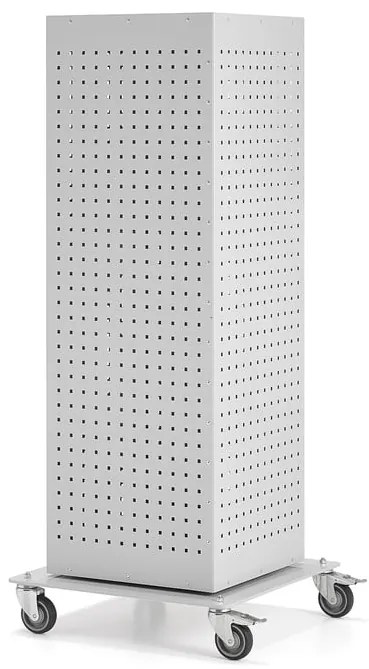Perforovaný panel na náradie ATTRACT, otočný, 4-stranný, 1600x650x650 mm, svetlošedý