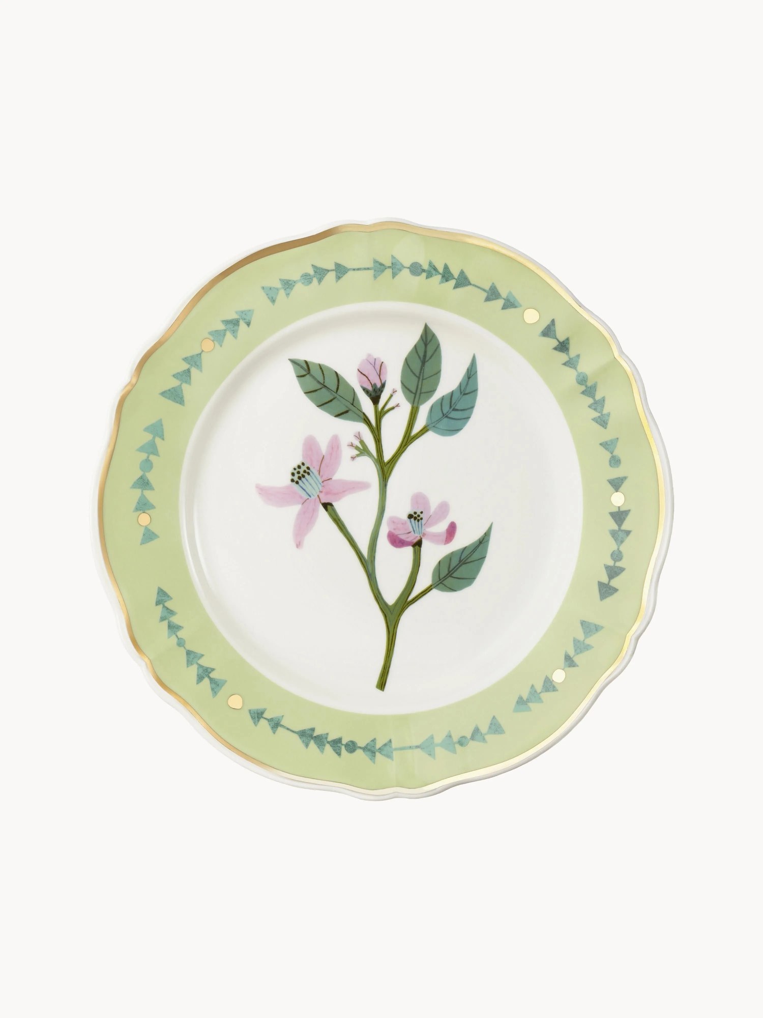 Ručne vyrobený plytký tanier z porcelánu Botanica