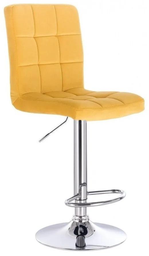 LuxuryForm DESIGN Barová stolička TOLEDO VELUR na striebornom tanieri - žltá