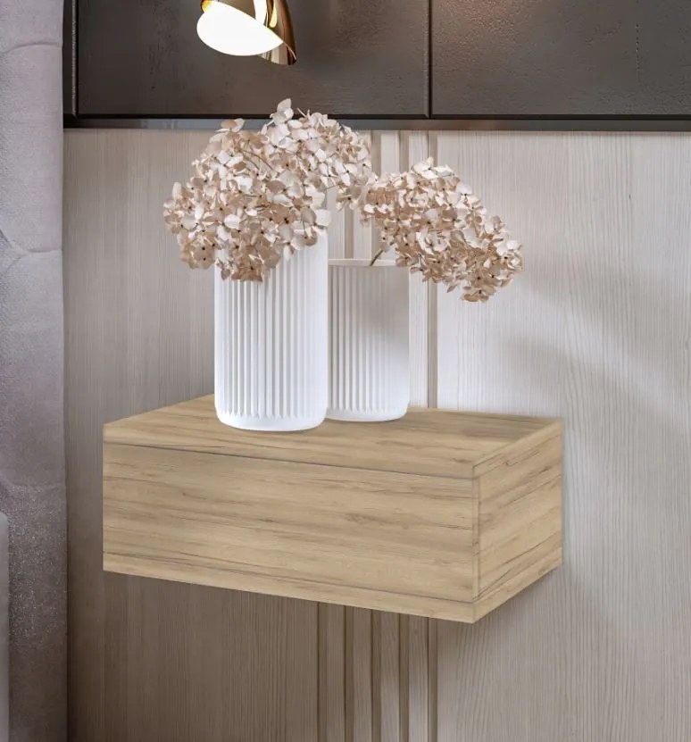 Nočný stolík LOFT - dub craft zlatý