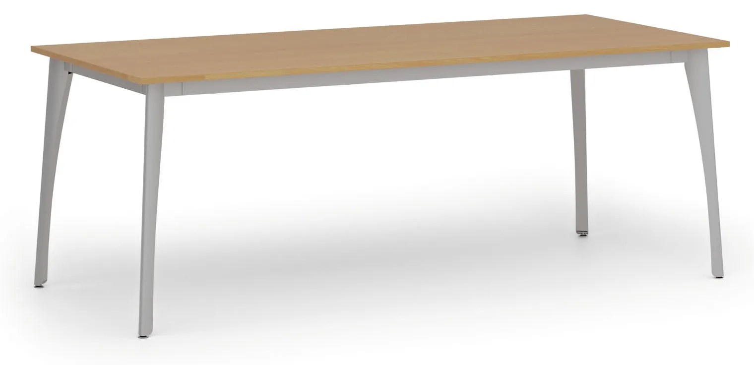 Rokovací kancelársky stôl PRIMO OMEGA, 200x90 cm, sivá podnož, buk