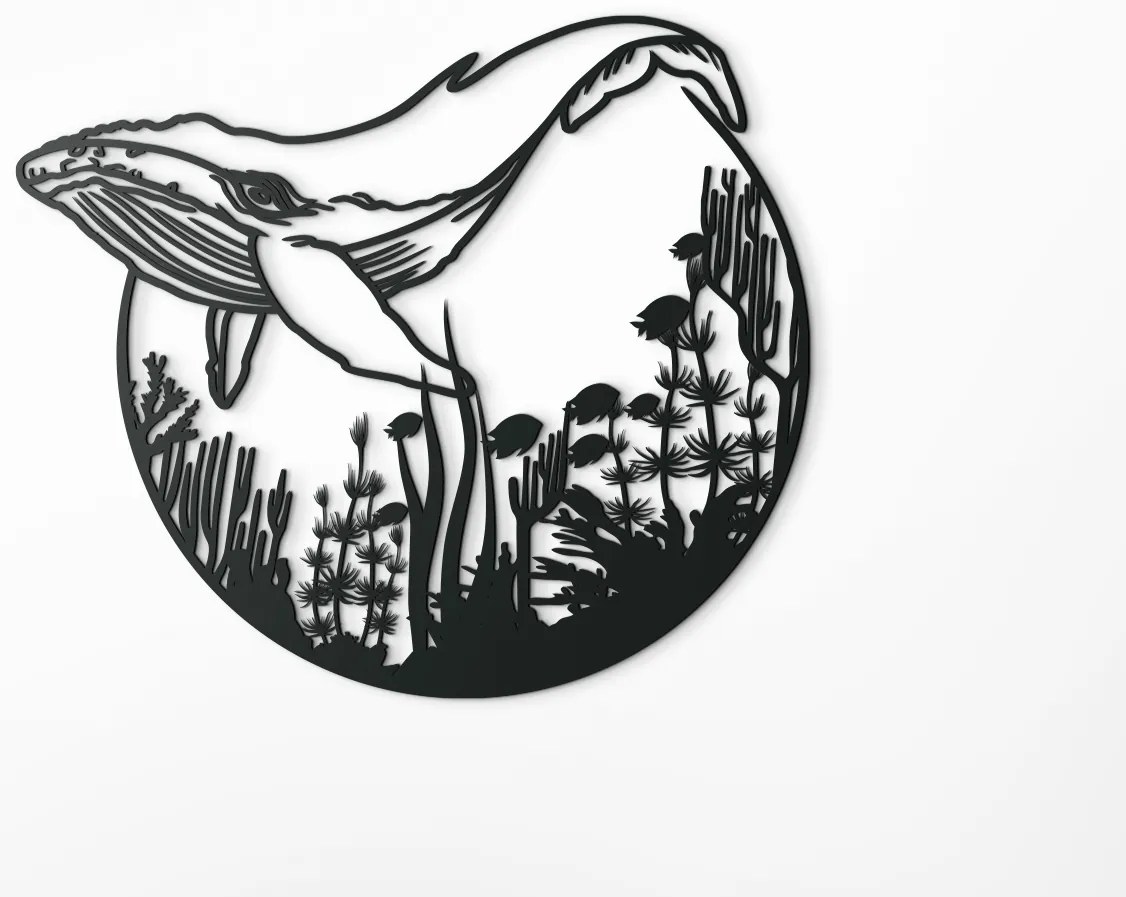 drevko Drevený obraz na stenu Veľryba Rozmer obrazu: 38,5 x 44,5 cm, Farba dekorácie: Čierna