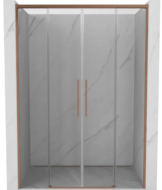 Mexen Rox, posuvné sprchové dvere 160 cm, 8mm číre sklo, medený matný profil, 8C2-160-002-65-00